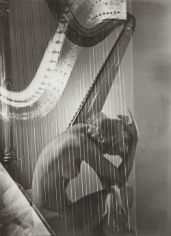saloandseverine:  Horst P. Horst, Lisa with Harp, Paris, 1939 