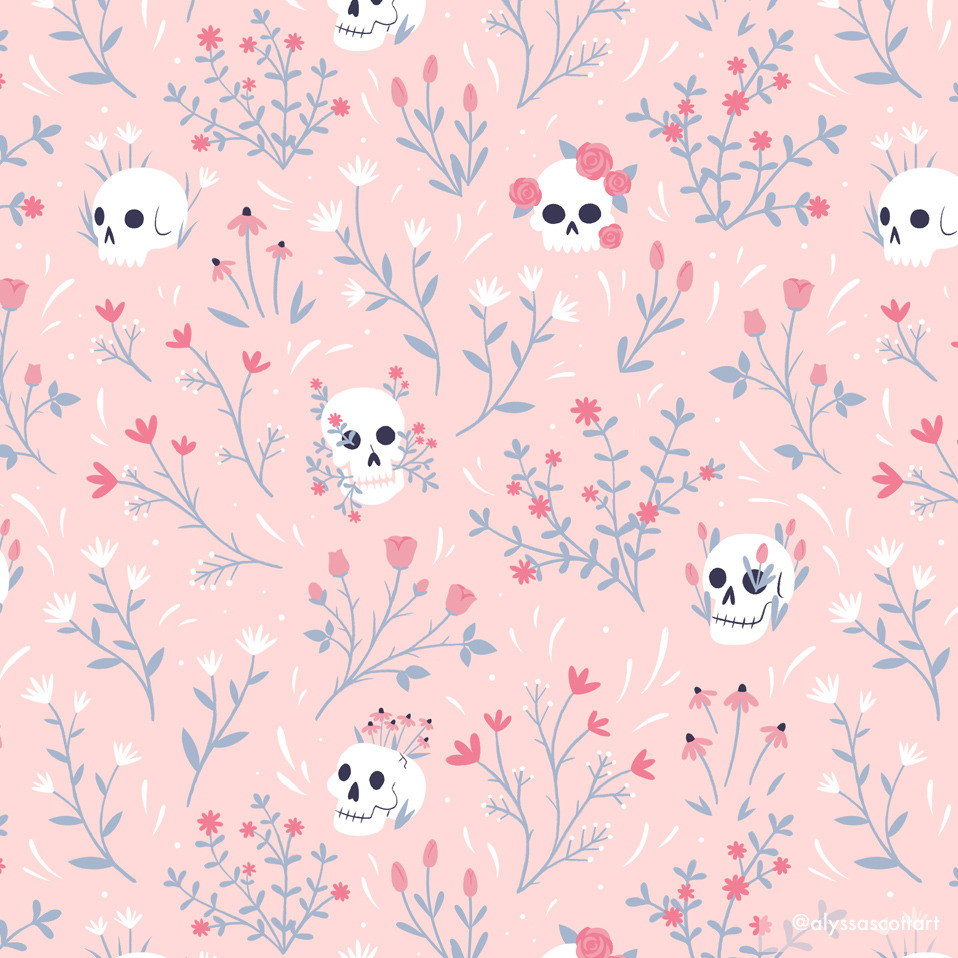 alyssascottart: Some of my new skull floral patterns