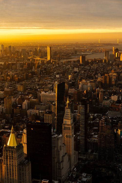 Sunrise from inside the spire of the Empire State Building. 102 floors up. 1/27/2020. 