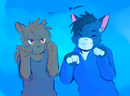 tohfu-kun:it’s Azureblues with his favorite cat! Zeth :3x3 Cute~ c: