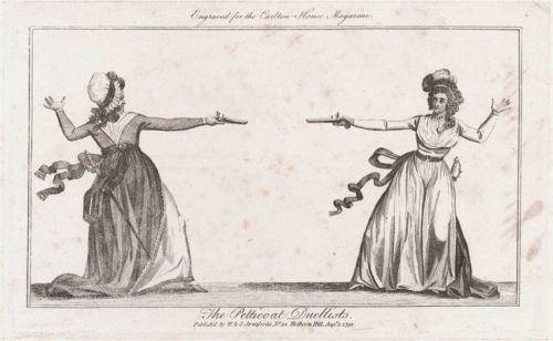 The Petticoat Duel between Mrs. Elphinstone and Lady Braddock, London, 1792.Fourth with both swords 