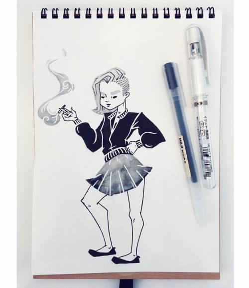 #inktober 13 . . . . #ink #illustration #coolgirl #coolerthanyou #skirt #jacket #outfit #character #