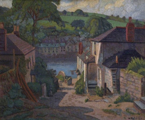 William Ratcliffe (1870 - 1955) - Bodinnick, Fowey. Oil on canvas.