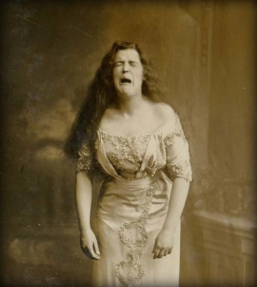 blondebrainpower:  A portrait taken of a woman while she was mid-sneeze, 1900.