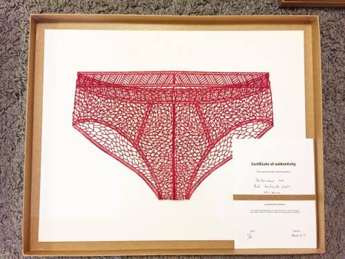 Red Underwear, 2016 #artwork series: #empty #stratisart #gold #handmade #paper #mixedmedia 38x26x2 c