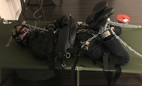 mstrb1: @seabondagesadist has found his “switch” side in my apartment, for almost 10 days we have negotiated a “no way out scene” catered especially to our liking.  Right now he is entering hour 3, electro plug, high setting, 65%, a gag he