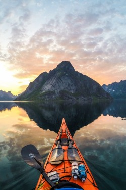 peeddd: Midnightsun on a fjord near Reine,