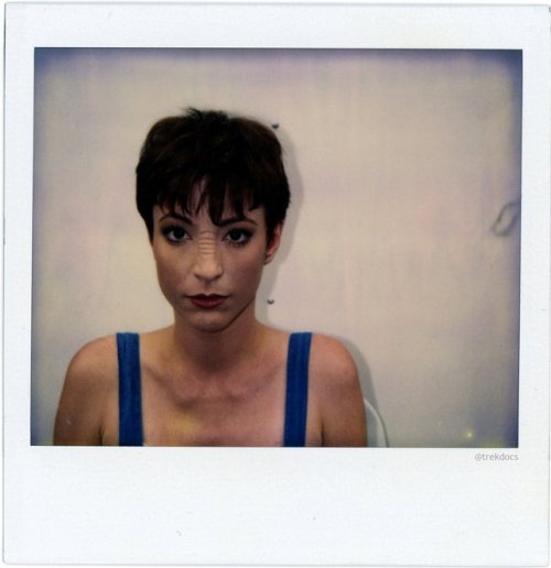 fuckyourstupideyebrows:Hair+makeup test photos of Nana Visitor on the DS9 set. Her face is a work of