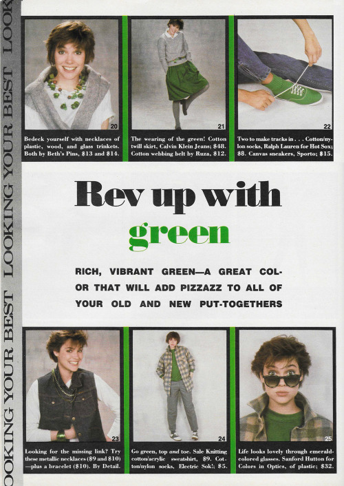 justseventeen: January 1984. ‘Rich, vibrant green – a great color that will add pizzazz 