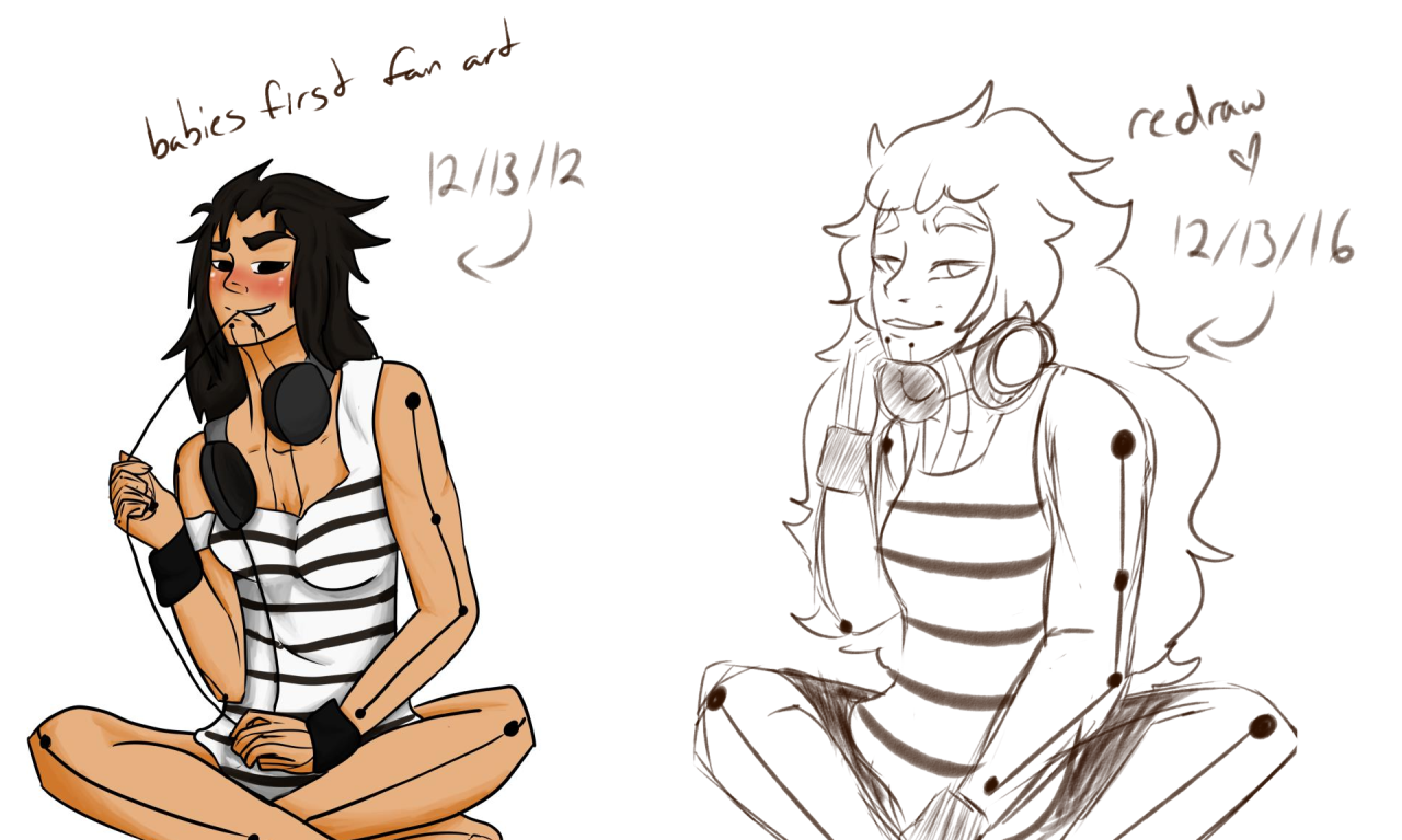 So i drew my first fan art of your oc 4 years ago today and i had to do a quick redraw