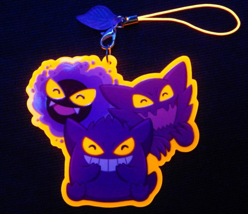 Glow-in-the-dark Ghost Pokemon Charms made by GearCrafts