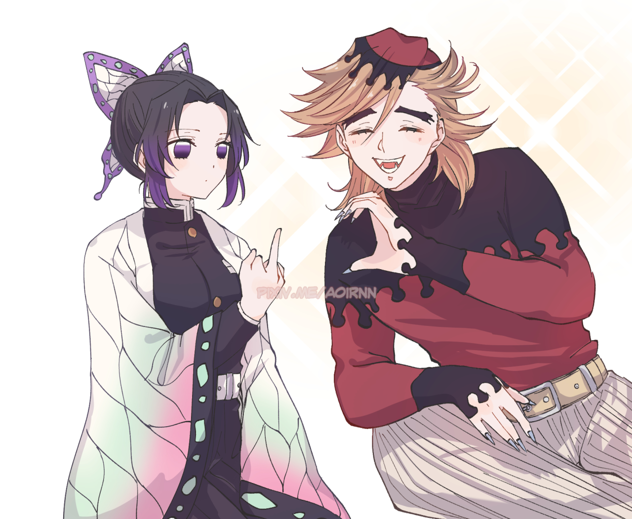 Dogday x y n. Доума и Шинобу. Кочо и Доума. Доума Kimetsu. Доума и Танджиро.