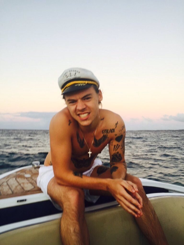 hairycelebs:  lovesunsetroyal: Harry Styles on a yacht photographed by his mother.