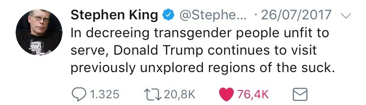 maplecas: sometimes i scroll through stephen king’s twitter and i’m never disappointed