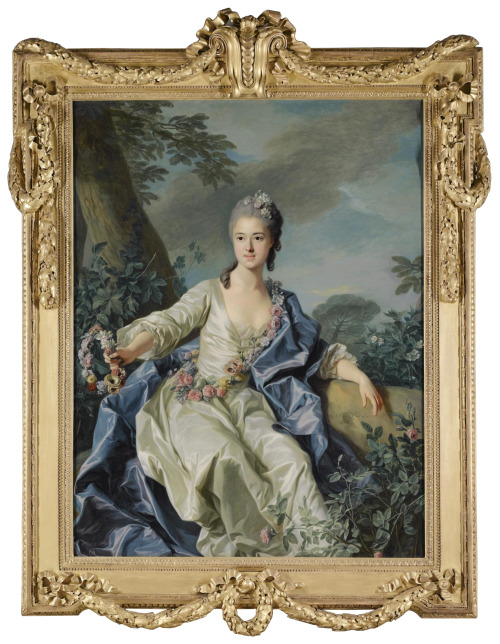 jeannepompadour:Portrait de la Comtesse Marie-Louise de Beaurepaire as Flora by Louis-Michel va