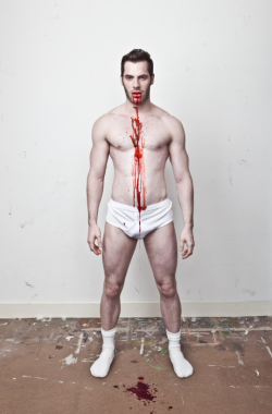 This Alpha wanted to scare his fag for Halloween, but it seemed to have developed into a new kink: blood play.