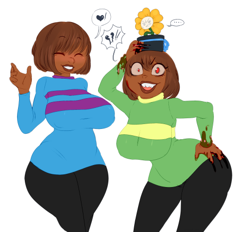 Porn photo puuzu:  Ebony!Frisk and Ebony!Chara (featuring