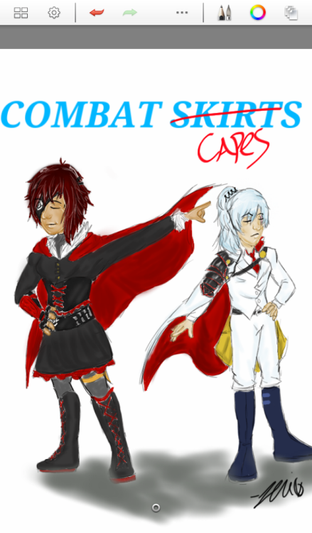 *Sniff* They grow up so fast~ This dumb idea was inspired by amipiai’s unfinished comic where Ruby is a little dork with Weiss’s new cape