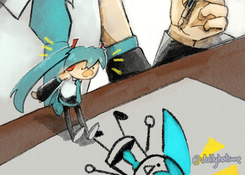 Can We See More Tiny Miku Hanging Out With Regular Or Doodle? It'd Be Cute I Think