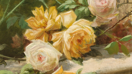 florealegiardini: Roses and potted plants (detail), Giacinto Bo (Italian, 1832–1912)