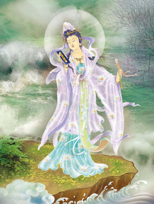 Two representations of Guanyin the Chinese Buddhist goddess of mercy 