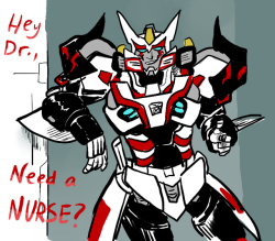 jenn-oddballpunk:  mapelie:  monsmort:  drift gets bamboozled(cade’s idea)  Dammit, Ratchet! Can’t you tell? He’s trying to flirt with you!  Ratchet leans forward with a small smile on his face. “While we do have enough medics, I’m in of some