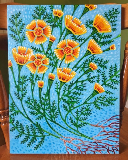 Marigolds, acrylic on canvas