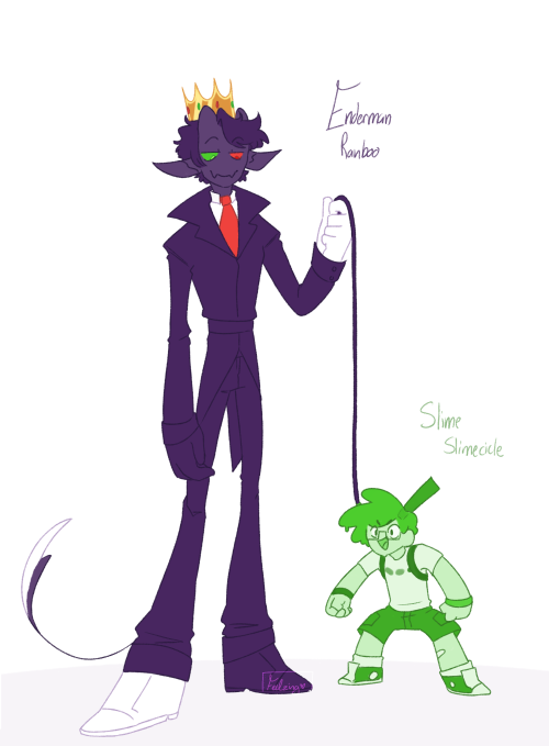 feelzing:Enderman Ranboo and Slime Slimecicle <3 I’ve been wanting to draw this for a while and I