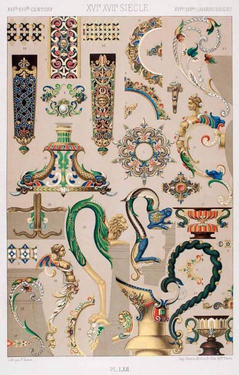 iamjapanese: Auguste Racinet（French, 1825-1893） 1875 Chromolithographs with Design Motifs from Histo