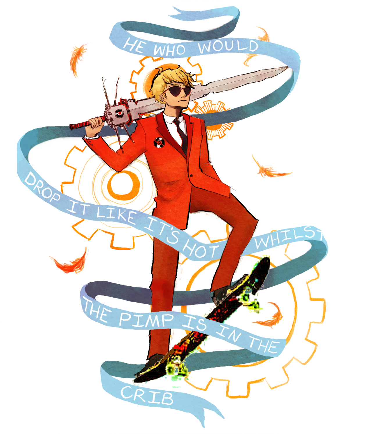 I drew this choice Dave for the WeLoveFine contest a while back, so if the high stakes cutthroat rating game is indeed your game you can go proudly display your love of ironic prophecies and skateboards of questionable quality over this way and vote...