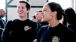 brookheimers:  Jake and Amy looking at each other in sync (requested by anonymous)