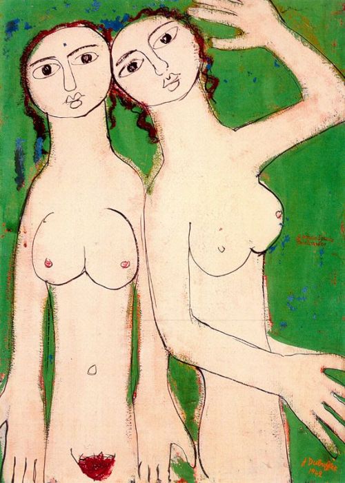elpasha71: 1942 Two Naked Women gouache 60 x 47 cm  Jean Dubuffet (1901 – 1985) was born 