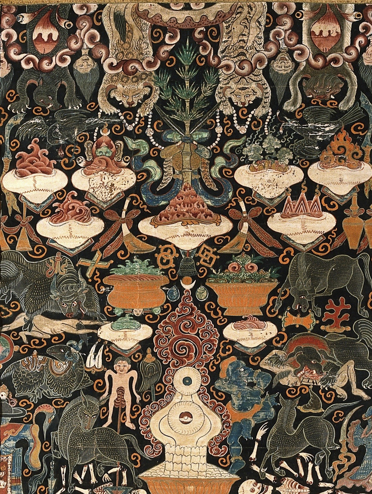 magictransistor:  Tantric Banners. Yama Dharmaraja, Las-Mkhan Putra Min Srin, Vajrabhairava,