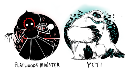 iguanamouth:changed my mind about doing inktober !!  whoops !!! day 1-10 of a bunch of cryptids and 