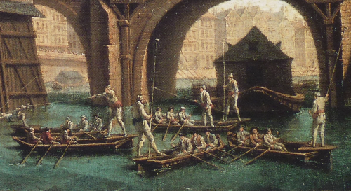Nicolas-Jean-Baptiste Raguenet - La Joute des mariniers entre le Pont-Notre-Dame et le Pont-au-Chang