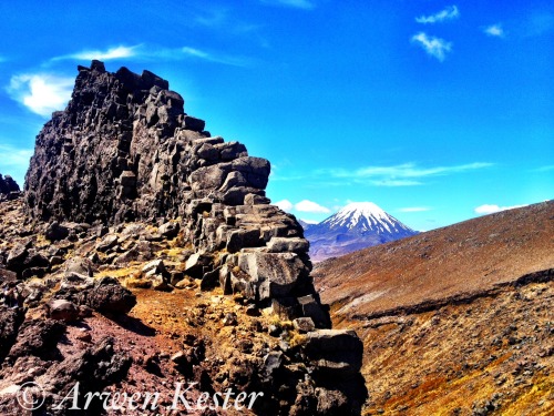 Another view of Mount Doom just beyond the incredible rock wall Gollum climbed down in The Two Tower