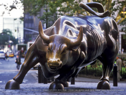 The Wall Street Bull Love this sculpture, that stands in Bowling Green Park near Wall Street in Manhattan, NYC.