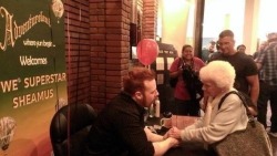 lostinthisfantasy:  broguekick-hooligans:  WWE Superstar Sheamus meets his oldest fan (101 years old!) at the Adventureland store signing in Voorhees, NJ. (July 13th 2013) Bottom picture belongs to @suzettePHOTO on twitter. Top right picture belongs to