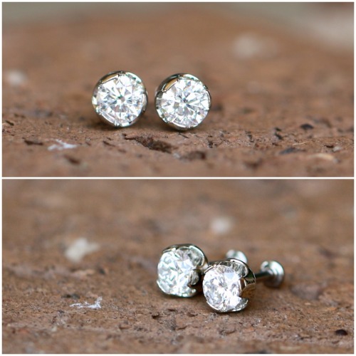 Genuine 0.25kt (4mm) genuine diamonds set in white gold by Anatometal