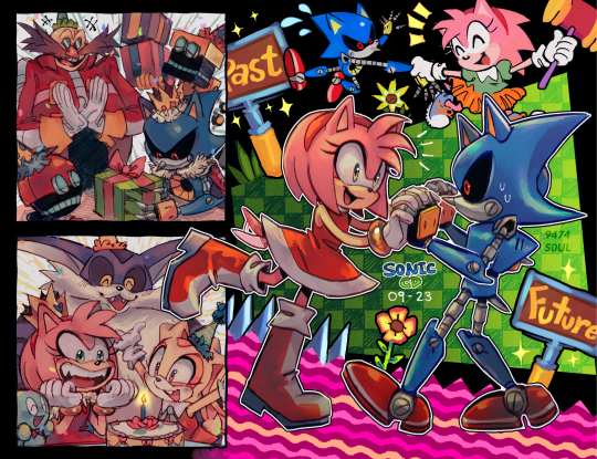 sonic the hedgehog, dr. eggman, metal sonic, and neo metal sonic (sonic)  drawn by 9474s0ul