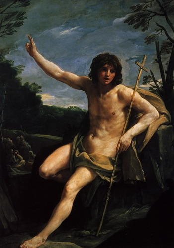 guido-reni:  Saint John the Baptist, 1637, Guido ReniMedium: oil,canvas