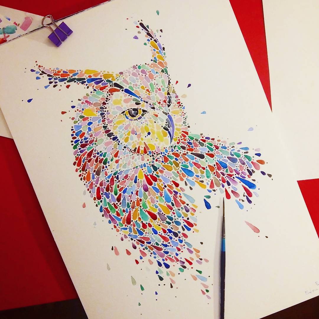 culturenlifestyle:  Rainbow Studded Animal Paintings Made With Dots by Ana Enshina