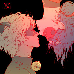 evartandadam:  Valentine’s Day- LadynoirLadybug and Chat Noir from Miraculous LadybugThis is probably my top otp ever. No other couple has made me this obsessive. I could draw them over and over again &lt;3 