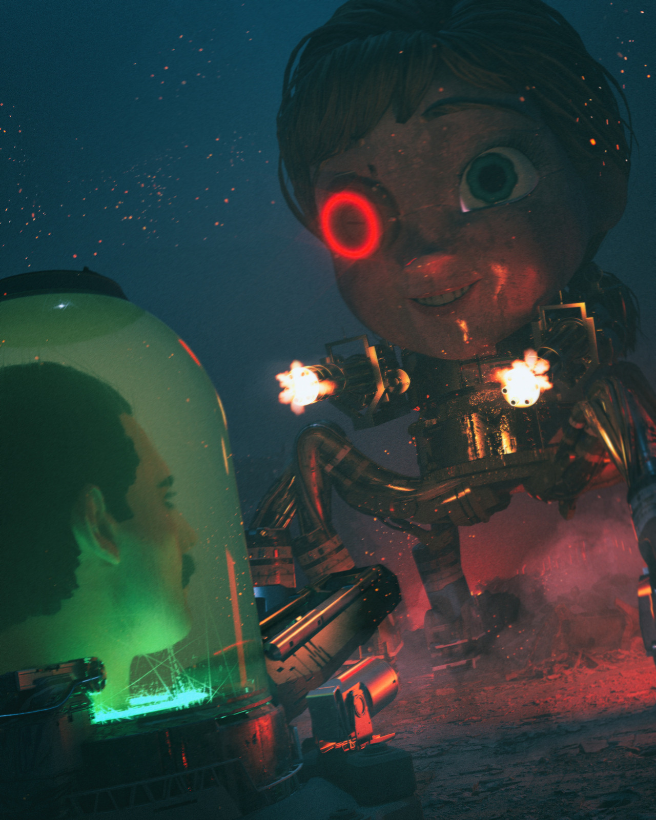 beeple:CYBORG YOUNG ANNA vs. REANIMATED FREDDY MERCURY