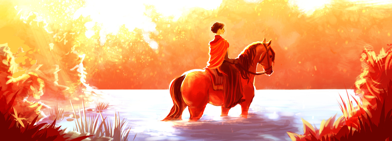 A redo of an earlier piece from almost two years ago, of Tissaia riding a horse. 