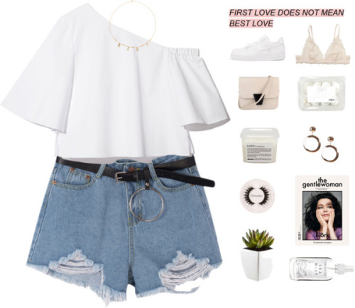 Untitled #805 by ceoul featuring succulent pots ❤ liked on PolyvoreHigh-waisted shorts / Monki lace 