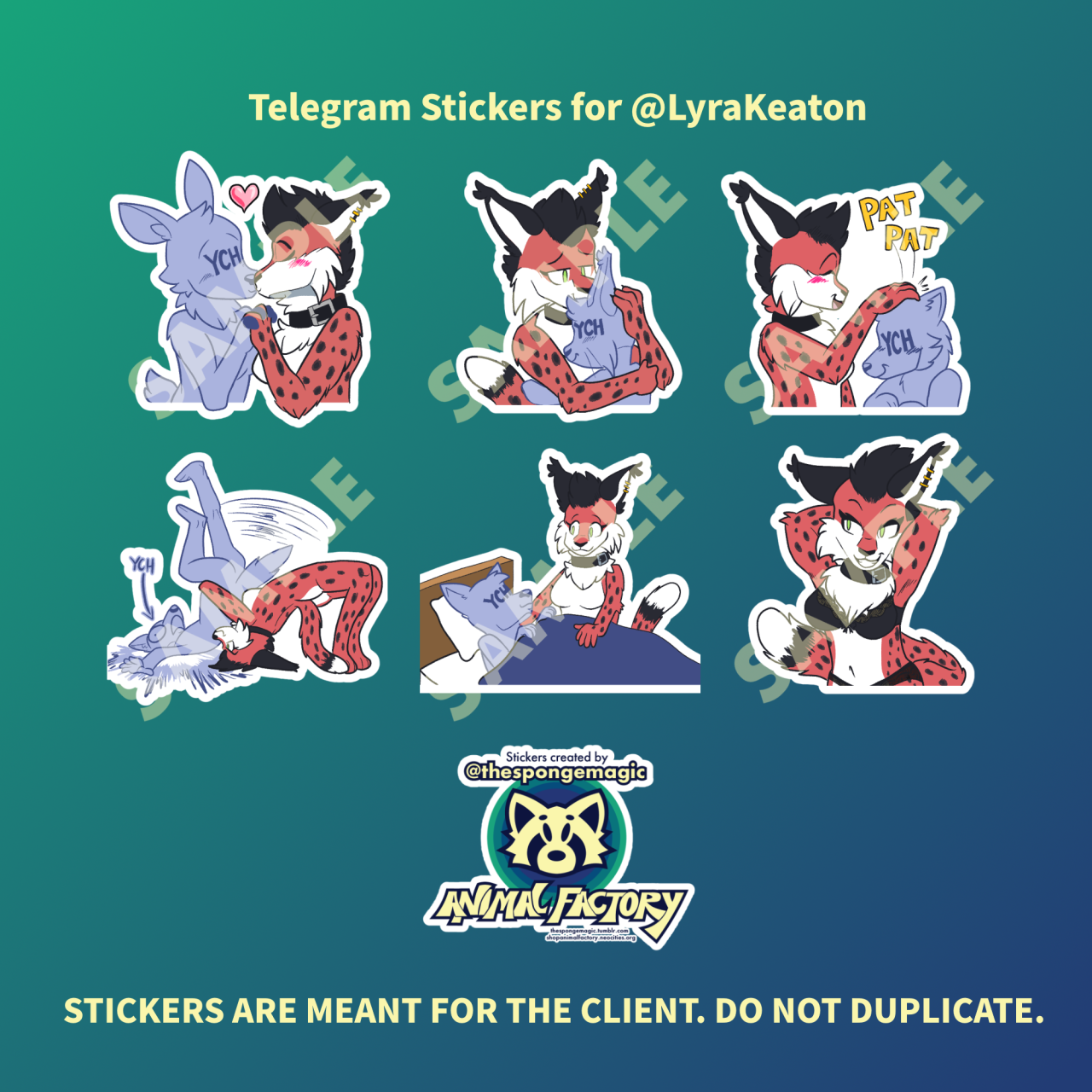 YCH] Toony Telegram Animal Stickers 6 — Weasyl