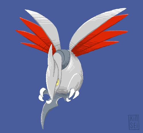 kin-sei:  Pokeddexy Challenge - Day 17 : STEEL TYPE #227 Airmure (Skarmory)