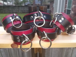 dominionleathershop: I just finished a complete set.  Oxblood and black all with the Dangling O-Ring for added noise when the wearer walks and moves ;)  What ya think?  You do beautiful work. :)~sandi