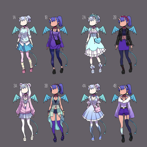 I’ve finally sat down to design a handful of actual outfits after the demon girl twins. I had 